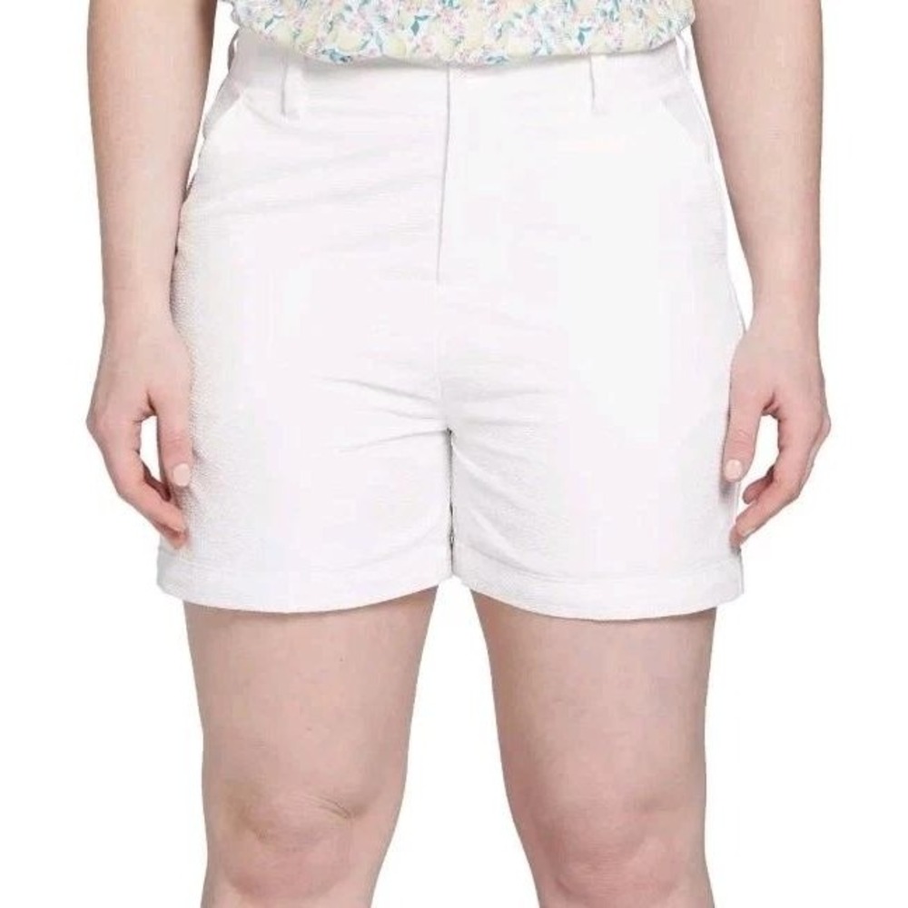 Walter Hagen Clubhouse Traditional Short Womens 2 White Seersucker Golf‎ 5" NWT